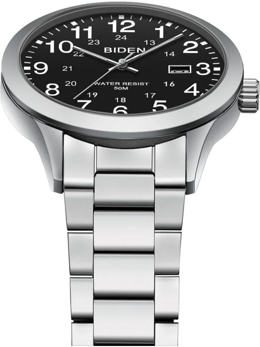 Men's Black Silver Analog Stainless Steel Professionals Waterproof Nurse Watch
